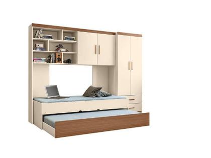Imagem de Jogo de Quarto Chiara com Modulo Aereo, Guarda Roupa 2 Portas e Cama com Auxiliar Off White - Phoenix Baby