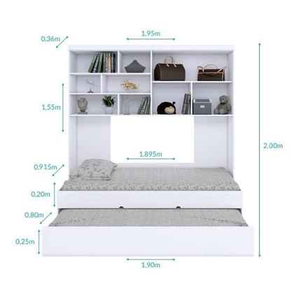 Imagem de Jogo de Quarto Chiara Módulo Aéreo 2 Portas e Bicama Branco com Colchões Supreme D20 - Phoenix Baby