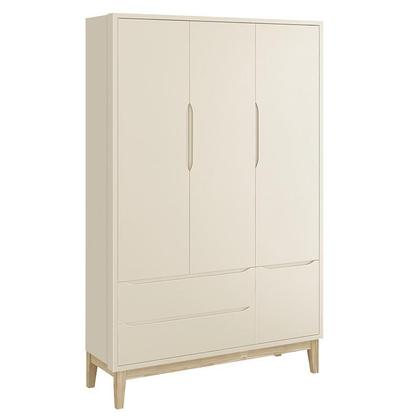 Imagem de Jogo de Quarto Classic Guarda Roupa 3 Portas e Berço com Pés Madeira Natural - Reller Móveis