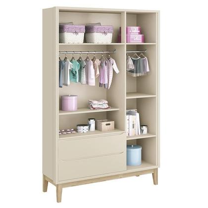 Imagem de Jogo de Quarto Classic Guarda Roupa 3 Portas e Berço com Pés Madeira Natural - Reller Móveis