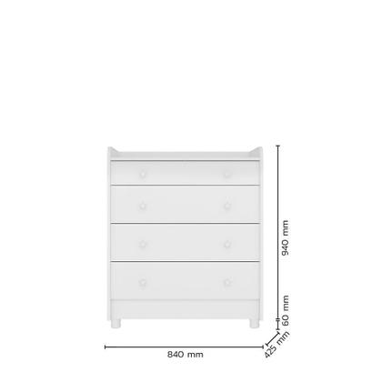 Imagem de Jogo De Quarto Completo Infantil Bebê Guarda Roupa 2 Portas Cômoda 4 Gavetas Berço Simples C/ Rodízios Doce Sonho 825 / 1 / 2523