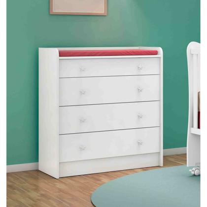 Imagem de Jogo De Quarto Completo Infantil Bebê Guarda Roupa 2 Portas Cômoda 4 Gavetas Berço Simples C/ Rodízios Doce Sonho 825 / 1 / 2523