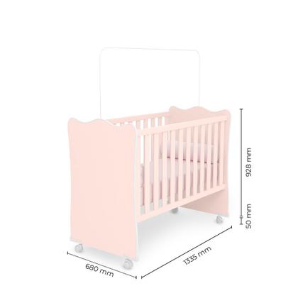 Imagem de Jogo De Quarto Completo Infantil Bebê Guarda Roupa 2 Portas Cômoda 4 Gavetas Berço Simples C/ Rodízios Doce Sonho 825 / 1 / 2523