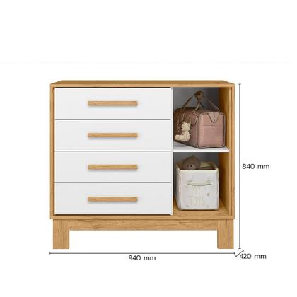 Imagem de Jogo De Quarto Completo Infantil Bebê Guarda Roupa 3 Portas 2 Gavetas Cômoda 4 Gavetas 1 Porta Berço Mini Cama Q Encanto Slim 4340 / 4315 / 4355