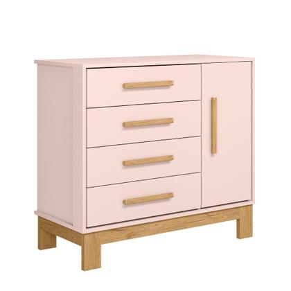 Imagem de Jogo De Quarto Completo Infantil Bebê Guarda Roupa 3 Portas 2 Gavetas Cômoda 4 Gavetas 1 Porta Berço Mini Cama Q Encanto Slim 4340 / 4315 / 4355