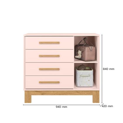 Imagem de Jogo De Quarto Completo Infantil Bebê Guarda Roupa 3 Portas 2 Gavetas Cômoda 4 Gavetas 1 Porta Berço Mini Cama Q Encanto Slim 4340 / 4315 / 4355