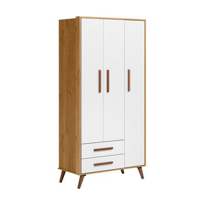 Imagem de Jogo De Quarto Completo Infantil Bebê Guarda Roupa 3 Portas Cômoda 4 Gavetas Berço Mini Cama Americano Pés Palito 3830 / 3825 / 3820 Q Encanto Retrô