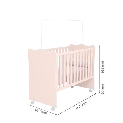 Imagem de Jogo De Quarto Completo Infantil Bebê Guarda Roupa 3 Portas Cômoda 4 Gavetas Berço Simples C/ Colchão Doce Sonho 2617 / 2561 / 1