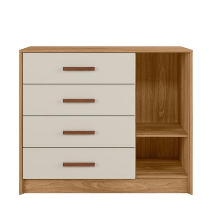 Imagem de Jogo De Quarto Completo Infantil Bebê Guarda Roupa 4 Portas 3 Gavetas Cômoda 4 Gavetas 1 Porta Berço Mini Cama C/ Colchão Pérola