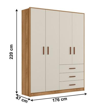 Imagem de Jogo De Quarto Completo Infantil Bebê Guarda Roupa 4 Portas 3 Gavetas Cômoda 4 Gavetas 1 Porta Berço Mini Cama C/ Colchão Pérola