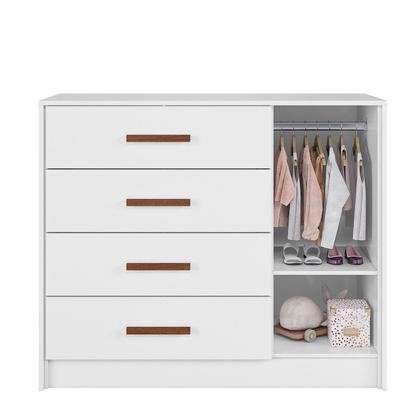 Imagem de Jogo De Quarto Completo Infantil Bebê Guarda Roupa 4 Portas 3 Gavetas Cômoda 4 Gavetas 1 Porta Berço Mini Cama Pérola