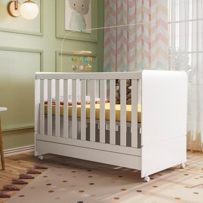 Imagem de Jogo De Quarto Completo Infantil Bebê Guarda Roupa 4 Portas 3 Gavetas Cômoda 4 Gavetas 1 Porta Berço Mini Cama Pérola