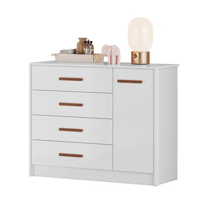 Imagem de Jogo De Quarto Completo Infantil Bebê Guarda Roupa 4 Portas 3 Gavetas Cômoda 4 Gavetas 1 Porta Berço Mini Cama Pérola