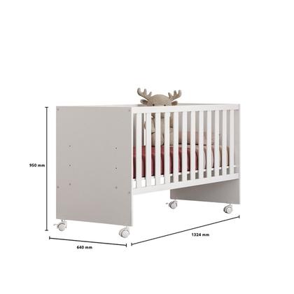 Imagem de Jogo De Quarto Completo Infantil Bebê Guarda Roupa Com Cômoda 2 Portas 3 Gavetas Berço 4 Rodízios C/ Colchão 4070 / 3540 Doce Sonho