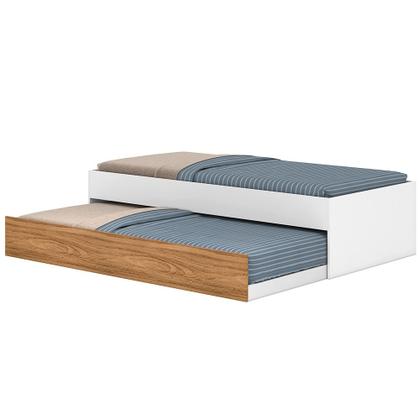 Imagem de Jogo De Quarto Completo Modulado Solteiro Juvenil Lara 3 Pçs Nature/Branco