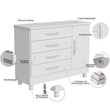 Imagem de Jogo de Quarto Conjunto Bebê Infantil Completo Guarda Roupa Cômoda com Colchão Trocador Berco Americano Com Colchão  Sonho