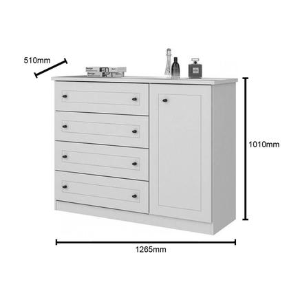 Imagem de Jogo de Quarto Infantil Americano com Guarda Roupa e Cômoda Branco - Henn