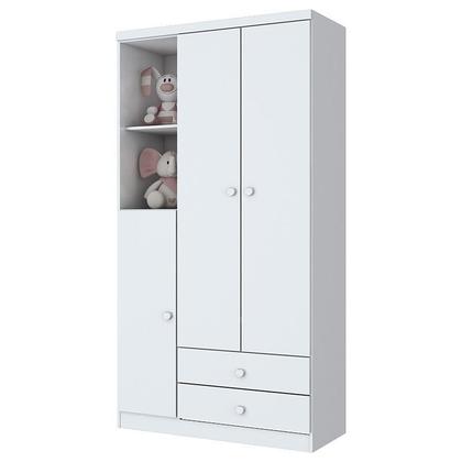 Imagem de Jogo de Quarto Infantil Bala de Menta com Guarda Roupa e Berço Branco Brilho - Móveis Henn