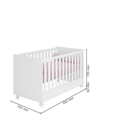 Imagem de Jogo De Quarto Infantil Bebê Berço Colchão e Cômoda Branco Qmovi