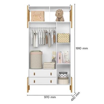 Imagem de Jogo De Quarto Infantil Bebê Com Berço Cômoda e Roupeiro Fantasia - Móveis Leartam