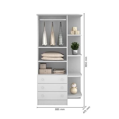 Imagem de Jogo De Quarto Infantil Berço Colchão D-18 Com Cômoda e Guarda Roupa 2 Portas - Móveis Leartam