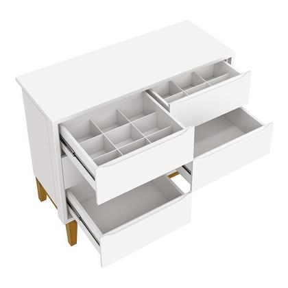 Imagem de Jogo de Quarto Infantil Classic Guarda Roupa 3 Portas e Cômoda 6 Gavetas Branco Fosco com Pés Madeira Natural - Reller Móveis