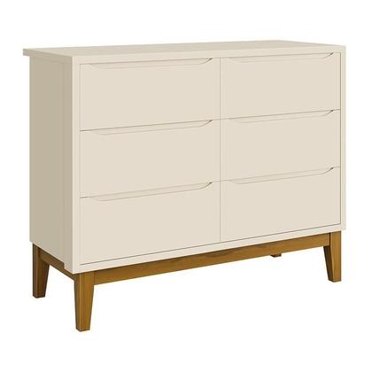 Imagem de Jogo de Quarto Infantil Classic Guarda Roupa 3 Portas e Cômoda 6 Gavetas com Pés Amadeirado - Reller Móveis