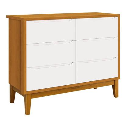 Imagem de Jogo de Quarto Infantil Classic Guarda Roupa 3 Portas e Cômoda 6 Gavetas com Pés Amadeirado - Reller Móveis