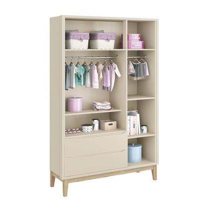 Imagem de Jogo de Quarto Infantil Classic Guarda Roupa 3 Portas e Cômoda 6 Gavetas com Pés Madeira Natural - Reller Móveis