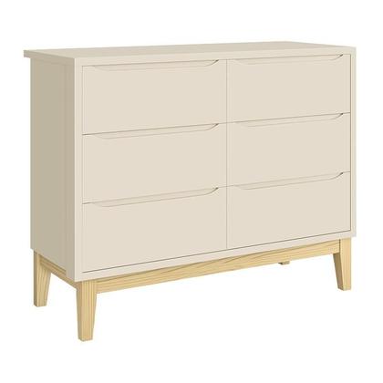 Imagem de Jogo de Quarto Infantil Classic Guarda Roupa 3 Portas e Cômoda 6 Gavetas com Pés Madeira Natural - Reller Móveis