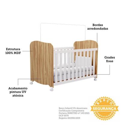 Imagem de Jogo de Quarto Infantil com Cômoda 4 Gavetas Júnior e Berço Uli - Móveis Peroba