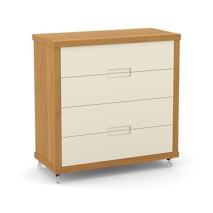 Imagem de Jogo de Quarto Infantil com Guarda Roupa 2 Portas de Correr e Cômoda 4 Gavetas Tutto New Off White/Freijó - Matic Móveis