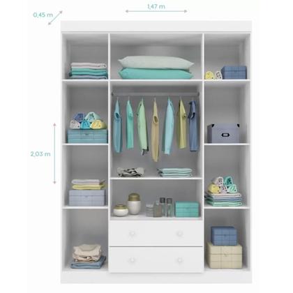 Imagem de Jogo de Quarto Infantil Com Guarda Roupa 4 Portas + Cômoda + Berço