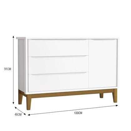 Imagem de Jogo de Quarto Infantil Cômoda 1 Porta e Berço Classic Branco Fosco com Pés Amadeirado - Reller Móveis