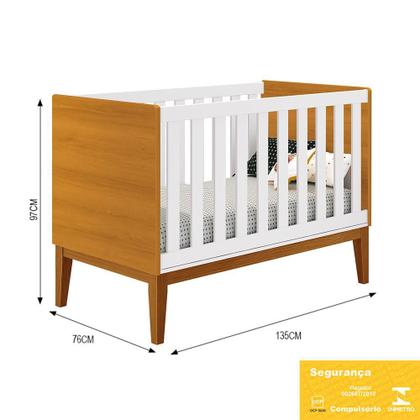 Imagem de Jogo de Quarto Infantil Cômoda 1 Porta e Berço Classic com Pés Amadeirado - Reller Móveis