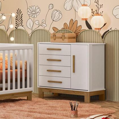 Imagem de Jogo de Quarto Infantil Cômoda e Berço Mini Cama Com Colchão - Qmovi