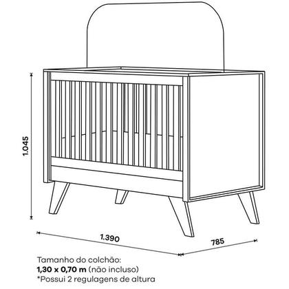 Imagem de Jogo de Quarto Infantil Confete Berço e Cômoda Branco/Jequitiba - Henn