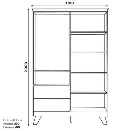 Imagem de Jogo de Quarto Infantil Confete Guarda Roupa e Cômoda Branco/Jequitiba - Henn