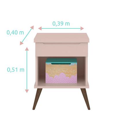 Imagem de Jogo de Quarto Infantil de Bebê Alice Rosê 100% MDF Guarda Roupa + Cômoda + Mesa de Apoio - Phoenix Baby