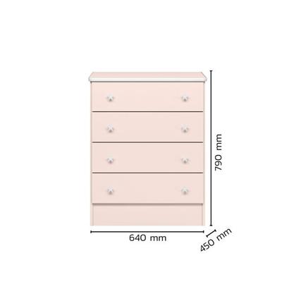 Imagem de Jogo de Quarto Infantil Doce Sonho com Guarda Roupa 2 Portas e Cômoda 4 Gavetas Rosa - Qmovi