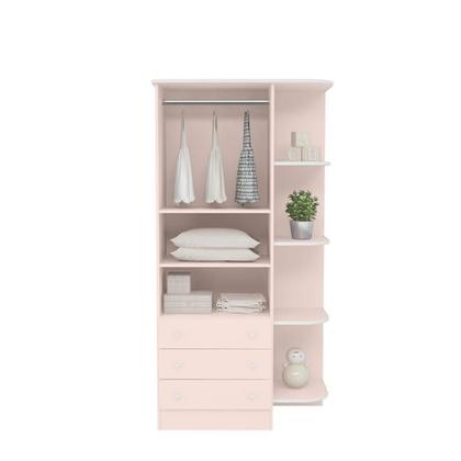 Imagem de Jogo de Quarto Infantil Doce Sonho com Guarda Roupa 2 Portas e Cômoda 4 Gavetas Rosa - Qmovi