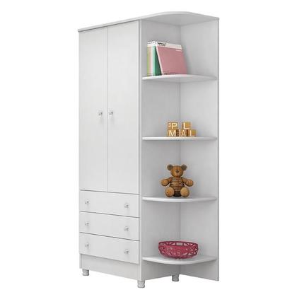 Imagem de Jogo de Quarto Infantil Doce Sonho Guarda Roupa 2 Portas e Berço Mini Cama Branco com Rodízio - Qmovi