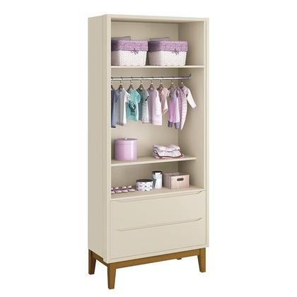 Imagem de Jogo de Quarto Infantil Guarda Roupa 2 Portas e Cômoda 1 Porta Classic com Pés Amadeirado - Reller Móveis