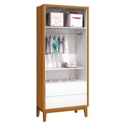 Imagem de Jogo de Quarto Infantil Guarda Roupa 2 Portas e Cômoda 1 Porta Classic com Pés Amadeirado - Reller Móveis