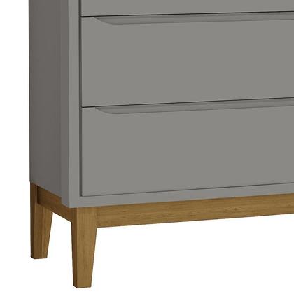 Imagem de Jogo de Quarto Infantil Guarda Roupa 2 Portas e Cômoda 3 Gavetas Classic Cinza Fosco com Pés Amadeirado - Reller Móveis
