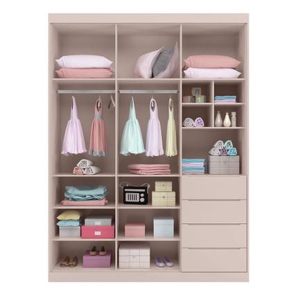 Imagem de Jogo de Quarto Infantil Guarda Roupa 2 Portas e Cômoda 4 Gavetas Lua P04 Rose - Mpozenato