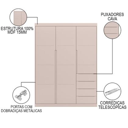 Imagem de Jogo de Quarto Infantil Guarda Roupa 2 Portas e Cômoda 4 Gavetas Lua P04 Rose - Mpozenato