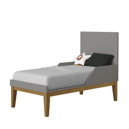 Imagem de Jogo de Quarto Infantil Guarda Roupa 3 Portas e Berço Classic Cinza Fosco com Pés Amadeirado - Reller Móveis