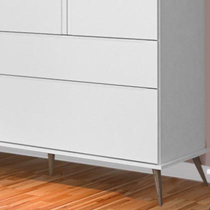 Imagem de Jogo De Quarto Infantil Guarda Roupa 3 Portas e Cômoda 1 Porta 3 Gavetas 100% Mdf P04 Mel Branco  Mpozenato