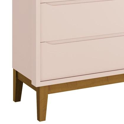 Imagem de Jogo de Quarto Infantil Guarda Roupa 3 Portas e Cômoda 3 Gavetas Classic Rosa Fosco com Pés Amadeirado - Reller Móveis